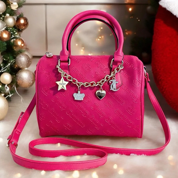 Juicy Couture Pink Flash Gothic Logo Not Your Babe Satchel Bag Purse New - Picture 3 of 9